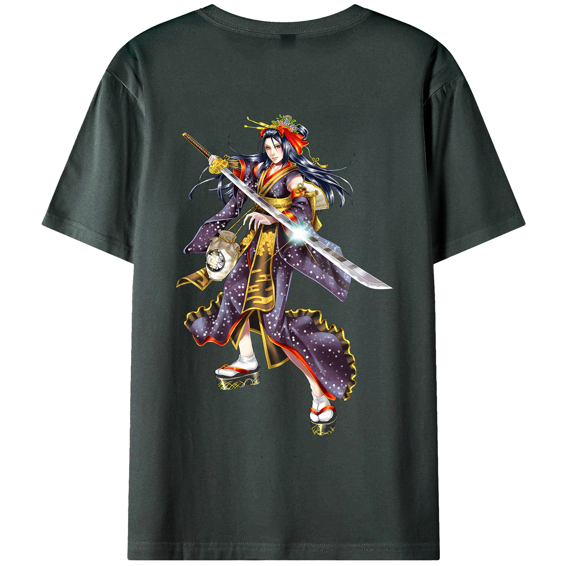 （画像用） 刀剣乱舞 Touken Ranbu 綿100％ メンズ半袖Tシャツ（バックプリント） 通気性